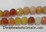 CRJ402 15.5 inches 8mm faceted round red & yellow jade beads