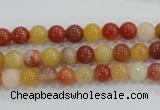 CRJ412 15.5 inches 6mm round red & yellow jade beads wholesale