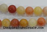 CRJ415 15.5 inches 12mm round red & yellow jade beads wholesale