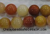 CRJ416 15.5 inches 14mm round red & yellow jade beads wholesale