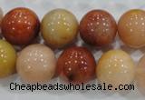 CRJ417 15.5 inches 16mm round red & yellow jade beads wholesale