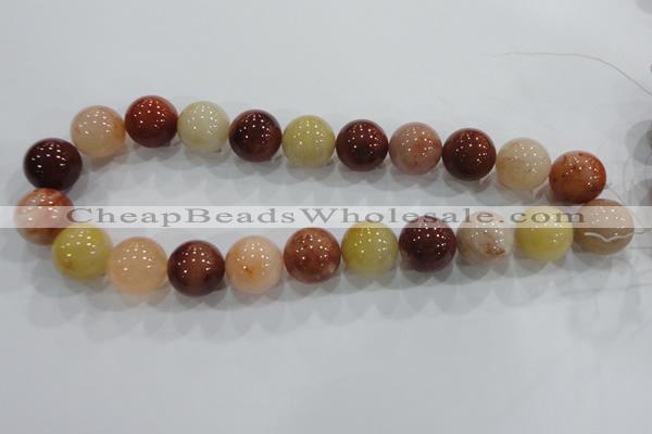 CRJ418 15.5 inches 18mm round red & yellow jade beads wholesale