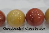 CRJ419 15.5 inches 20mm round red & yellow jade beads wholesale