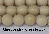 CRJ602 15.5 inches 8mm round white fossil jasper beads wholesale