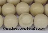 CRJ605 15.5 inches 14mm round white fossil jasper beads wholesale