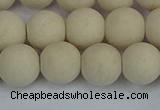 CRJ612 15.5 inches 8mm round matte white fossil jasper beads