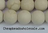 CRJ613 15.5 inches 10mm round matte white fossil jasper beads