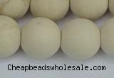 CRJ615 15.5 inches 14mm round matte white fossil jasper beads