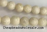 CRJ620 15.5 inches 4mmm round white fossil jasper beads wholesale