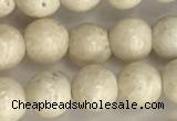 CRJ621 15.5 inches 6mm round white fossil jasper beads wholesale