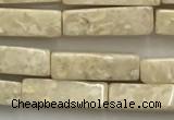 CRJ636 15.5 inches 4*13mm cuboid white fossil jasper beads wholeasle