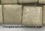 CRJ639 15.5 inches 14*14mm square white fossil jasper beads wholeasle