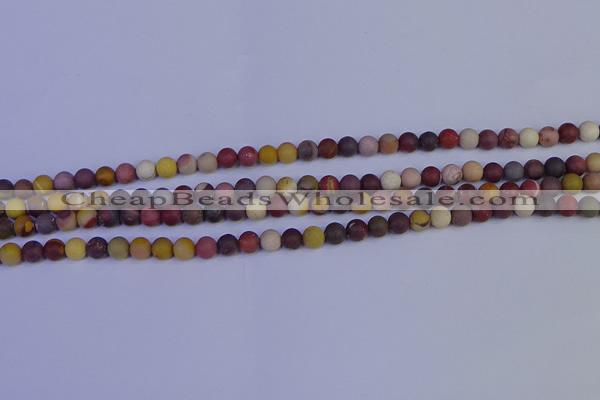 CRO1000 15.5 inches 4mm round matte mookaite gemstone beads