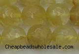 CRO1035 15.5 inches 14mm faceted round yellow watermelon quartz beads