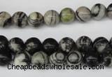 CRO105 15.5 inches 8mm round black water jasper beads wholesale