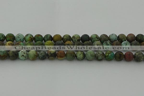 CRO1054 15.5 inches 12mm round matte African turquoise beads