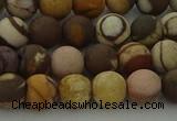 CRO1072 15.5 inches 8mm round matte brown zebra jasper beads