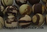 CRO1074 15.5 inches 12mm round matte brown zebra jasper beads