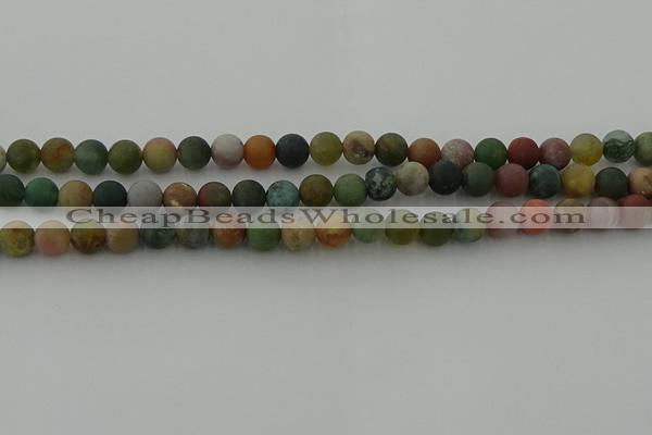 CRO1082 15.5 inches 8mm round matte Indian agate beads wholesale