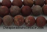 CRO1102 15.5 inches 8mm round matte pomegranate jasper beads