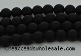 CRO1130 15.5 inches 4mm round matte black agate gemstone beads