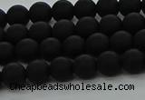 CRO1131 15.5 inches 6mm round matte black agate gemstone beads