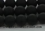 CRO1133 15.5 inches 10mm round matte black agate gemstone beads