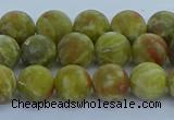 CRO1152 15.5 inches 8mm round matte green dragon serpentine jasper beads