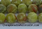 CRO1153 15.5 inches 10mm round matte green dragon serpentine jasper beads