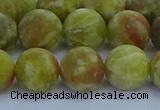 CRO1154 15.5 inches 12mm round matte green dragon serpentine jasper beads