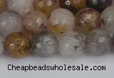 CRO1197 15.5 inches 8mm faceted round mixed lodalite quartz beads