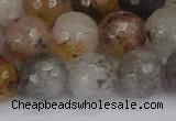 CRO1199 15.5 inches 12mm faceted round mixed lodalite quartz beads