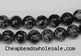 CRO122 15.5 inches 8mm round snowflake obsidian beads wholesale