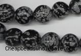 CRO284 15.5 inches 12mm round snowflake obsidian beads wholesale