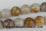 CRO384 15.5 inches 14mm round bamboo leaf agate beads wholesale