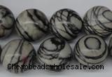 CRO408 15.5 inches 14mm round black water jasper beads wholesale