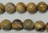 CRO764 15.5 inches 12mm faceted round picture jasper beads wholesale