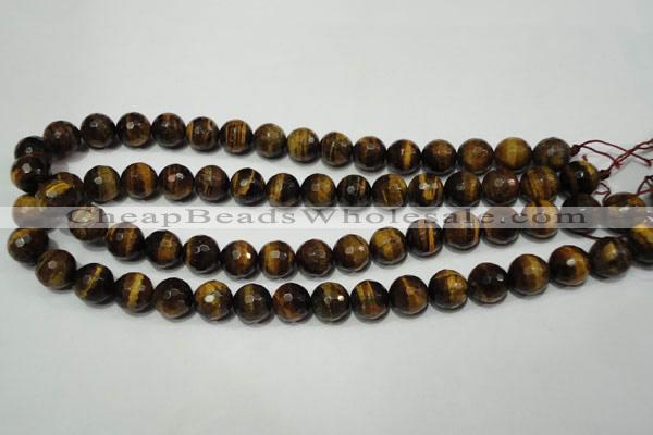 CRO784 15.5 inches 12mm faceted round yellow tiger eye beads wholesale