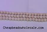 CRO790 15.5 inches 4mm round matte rice white fossil beads