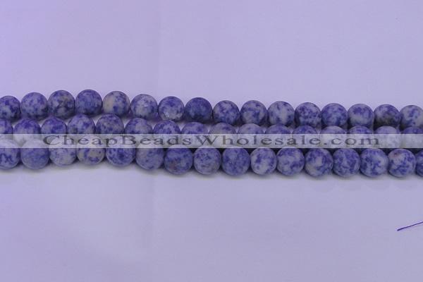 CRO851 15.5 inches 6mm round matte blue spot beads