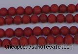 CRO940 15.5 inches 4mm round matte red jasper beads wholesale