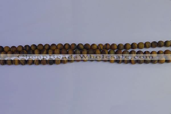 CRO960 15.5 inches 4mm round matte yellow tiger eye beads wholesale