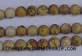 CRO970 15.5 inches 4mm round matte picture jasper beads wholesale