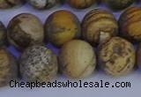 CRO974 15.5 inches 12mm round matte picture jasper beads wholesale