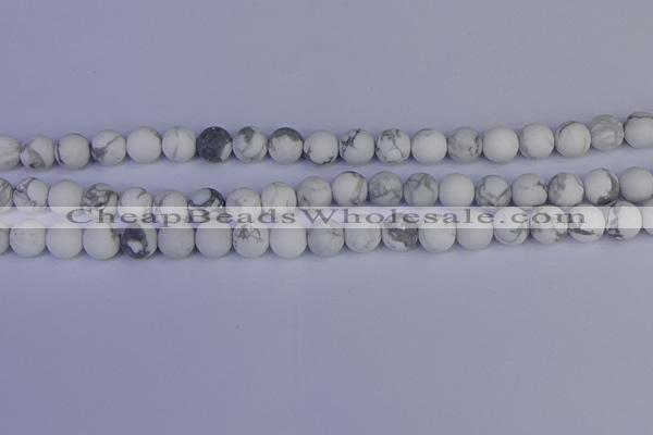 CRO983 15.5 inches 10mm round matte white howlite beads wholesale