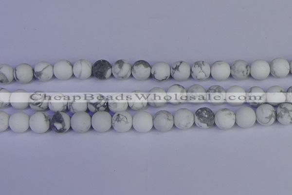 CRO985 15.5 inches 14mm round matte white howlite beads wholesale