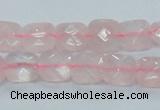 CRQ100 15.5 inches 10*10mm faceted square natural rose quartz beads