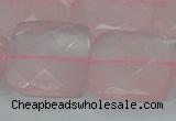 CRQ102 15.5 inches 25*25mm faceted square natural rose quartz beads