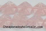 CRQ104 15.5 inches 20*20mm lotus shaped natural rose quartz beads