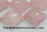 CRQ107 15.5 inches 20*20mm faceted diamond natural rose quartz beads